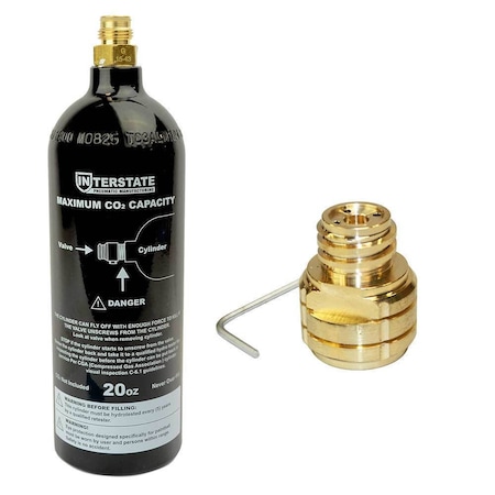 Interstate Pneumatics 20 Oz CO2 DOT Paintball Tank with Soda Stream Fitting WRCO2-CL20K1